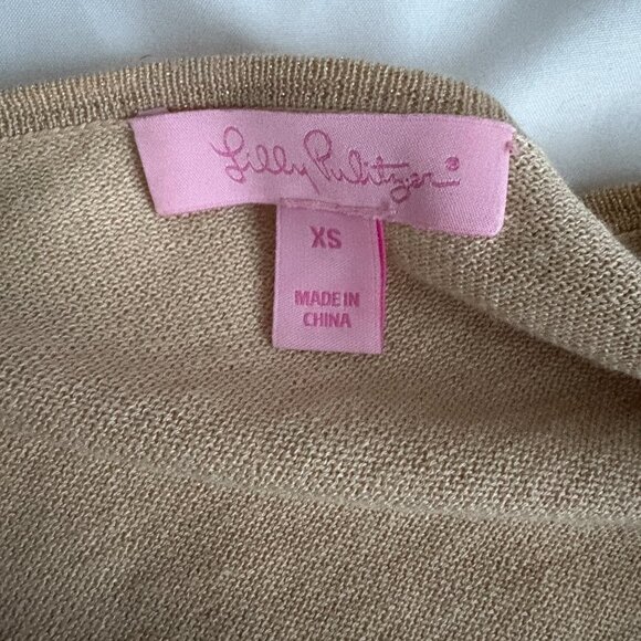 Lilly Pulitzer Women's Open Front Cardigan Gold Metallic Tan Size XS - Picture 4 of 5